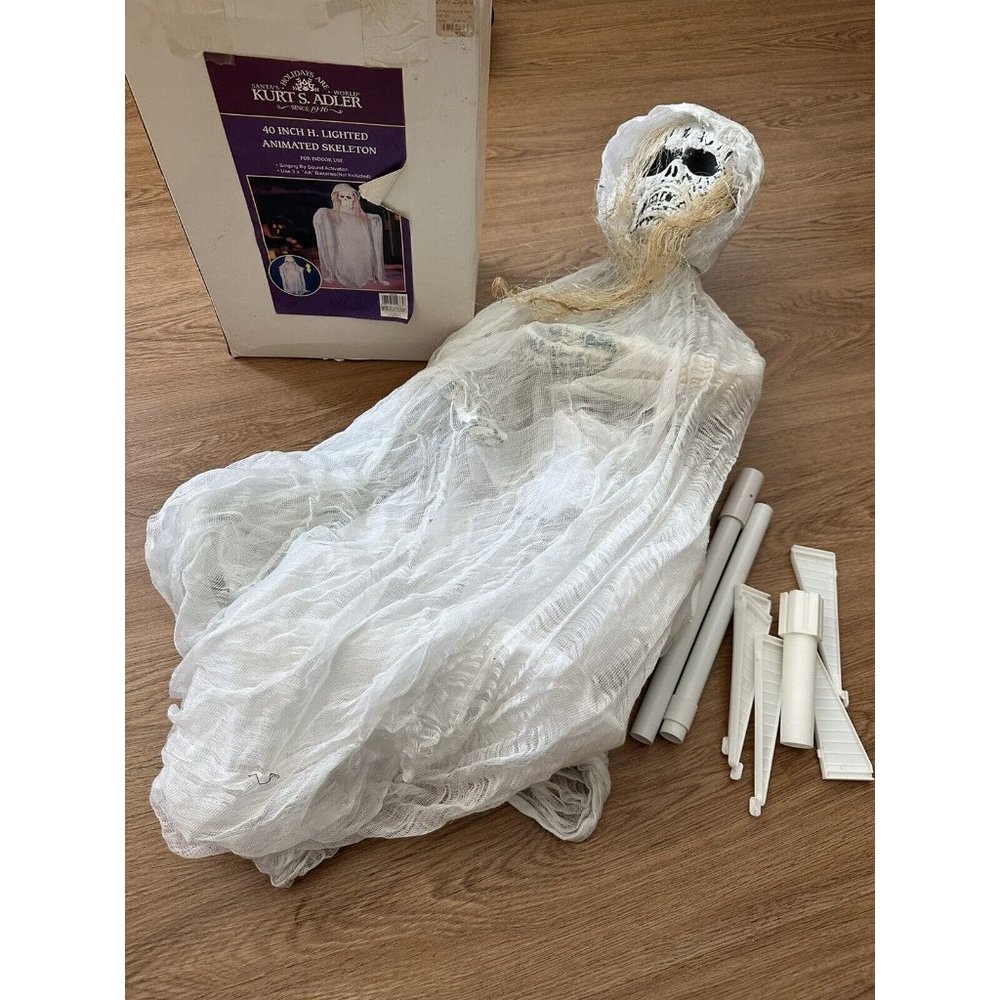 Vintage Kurt Adler Holiday‎ 40” H Lighted Animated Skeleton Halloween Decor RARE